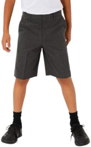 KAMDIN Boys Twin Pack School Shorts with Adjustable Waist Kids School Uniform Size 2-14 Years