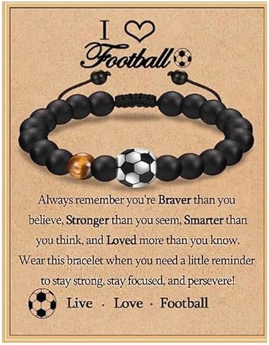 KANGSIT Football Bracelet Gifts for Boys Football Gifts for Teenage Boy Age 13-15 16-18 Years Old Football Bracelet Gifts for Son Grandson Nephew Brother