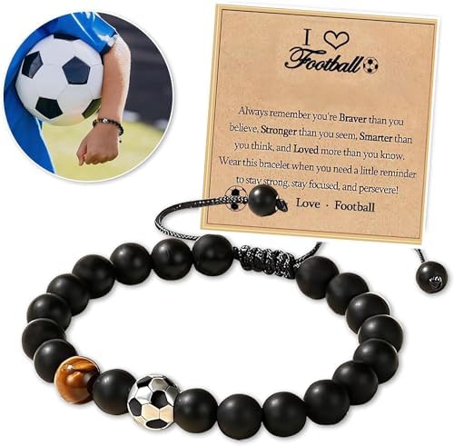 KANGSIT Football Bracelet Gifts For Boys Football Gifts For Teenage Boy Age 13-15 16-18 Years Old Football Bracelet Gifts For Son Grandson Nephew Brother