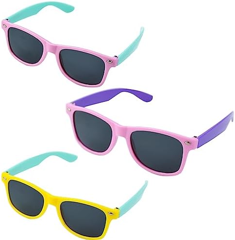 Karjiaja 3 Pairs Kids Polarized Sunglasses Children's Flexible Toddler Sunglasses with UV Protection Color Frame for Boys & Girls Age 3-10