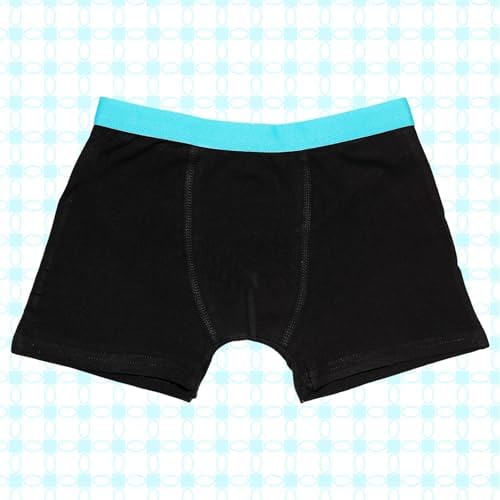 Keanu 6-Pack Boys Black & Assorted Boxer Shorts – Soft Cotton Blend With Elastic Neon Waistbands Solid & Striped Designs – Ages 5-6 7-8 9-10 11-12 13 Years
