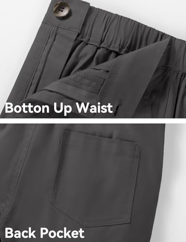 KEREDA Boys School Shorts Regular Fit Kids Cargo Shorts Cotton Summer Trousers With Pokets Elastic Waistband For Children 7-13 Years Black Grey