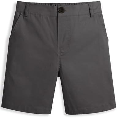 KEREDA Boys School Shorts Regular Fit Kids Cargo Shorts Cotton Summer Trousers with Pokets Elastic Waistband for Children 7-13 Years Black Grey