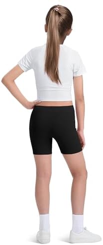 KEREDA Girls Black Cycling Shorts Cotton PE Dance Short Breathable Safety Under Dress Shorts For Children Kids Summer Sports Gym 5-14 Years 3 Pack