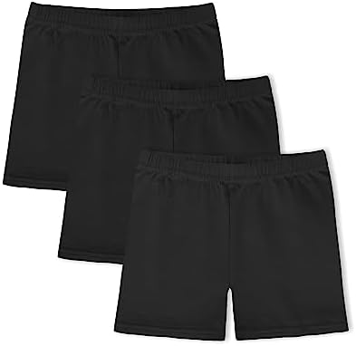 KEREDA Girls Black Cycling Shorts Cotton PE Dance Short Breathable Safety Under Dress Shorts for Children Kids Summer Sports Gym 5-14 Years 3 Pack