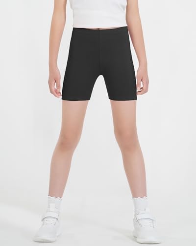 KEREDA Girls Black Cycling Shorts Kids Under Dress Children PE Short Cotton Gym Sports Dance 3 Pack 5-12 Years
