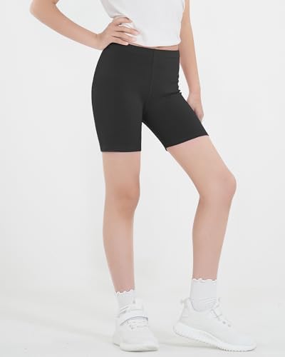KEREDA Girls Black Cycling Shorts Kids Under Dress Children PE Short Cotton Gym Sports Dance 3 Pack 5-12 Years