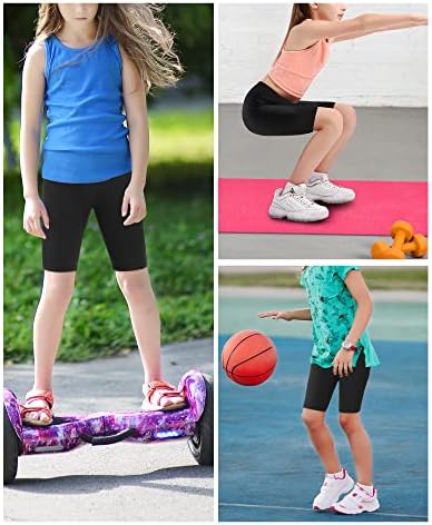 KEREDA Girls Black Cycling Shorts Kids Under Dress Children PE Short Cotton Gym Sports Dance 3 Pack 5-12 Years