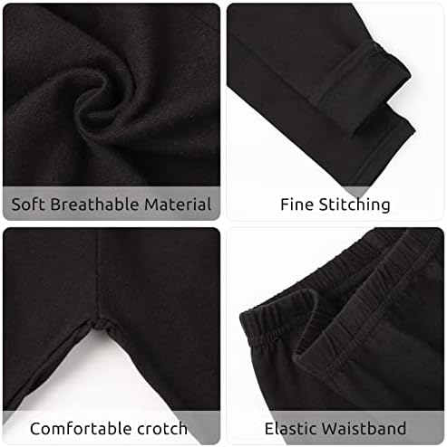KEREDA Girls Black Leggings Kids Full Length Plain Cotton Stretchy Pants 5-13 Years 3 Packs