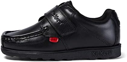 Kickers Boy's Fragma Single Strap Moc Toe Comfortable Leather Shoes Smart Everyday School Look Hook & Loop Fastening Cushioned For All-Day Wear