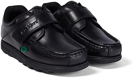 Kickers Boy's Fragma Single Strap Moc Toe Comfortable Leather Shoes Smart Everyday School Look Hook & Loop Fastening Cushioned For All-Day Wear
