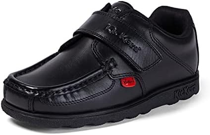 Kickers Boy's Fragma Single Strap Moc Toe Comfortable Leather Shoes Smart Everyday School Look Hook & Loop Fastening Cushioned for All-Day Wear