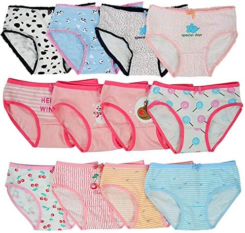 Kidear Toddler Soft Cotton Underwear Baby Panties Kids Girls' 12-Pack Briefs Knickers Age 2-12 Years