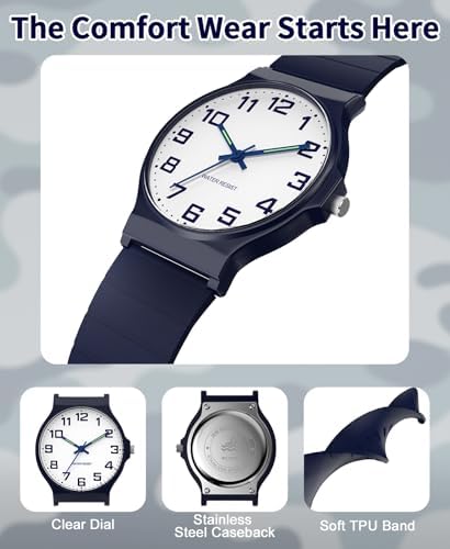 Kids Analog Watch For Boys Girls 30M Waterproof Sports Watch With Thin Dial Soft Strap Easy To Read For Children Aged 5-15 Kids Birthday Gift