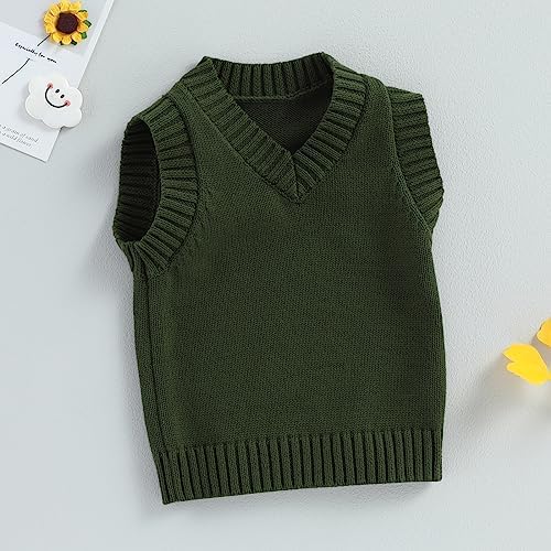 Kids Baby Boys Girls Waistcoat V Neck Sleeveless Knitted Sweater Vest School Uniform Jumper Pullover Toddler Automne Winter Knitwear