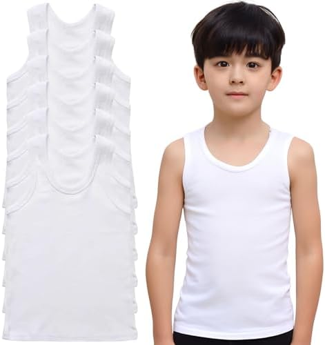 Kids Back to School Boys Girls 100% Cotton Vest Plain White Top Children Underwear Sizes 2-13 Years