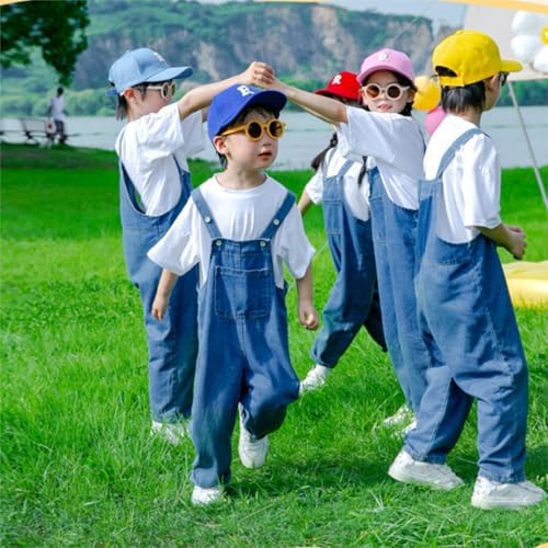 Kids Baggy Denim Dungarees Jumpsuit Shorts For Boys Girls Summer Sleeveless Adjustable Dressy Jeans Teen Girls Boys Loose Comfy Casual Sports Vacation Overalls Age 2-14 Years