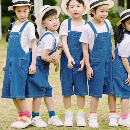 Kids Baggy Denim Dungarees Jumpsuit Shorts For Boys Girls Summer Sleeveless Adjustable Dressy Jeans Teen Girls Boys Loose Comfy Casual Sports Vacation Overalls Age 2-14 Years