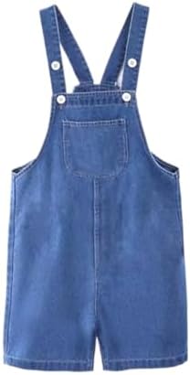 Kids Baggy Denim Dungarees Jumpsuit Shorts for Boys Girls Summer Sleeveless Adjustable Dressy Jeans Teen Girls Boys Loose Comfy Casual Sports Vacation Overalls Age 2-14 Years