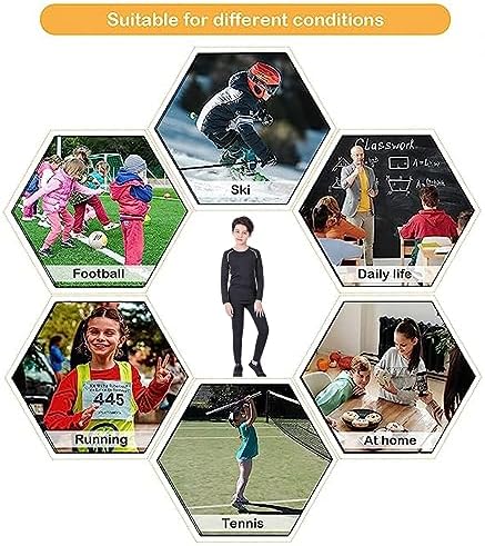Kids Base Layer - Athletic Kids Thermal Long Sleeve Top And Leggings Compression Set For Sport Football Basketball Ski