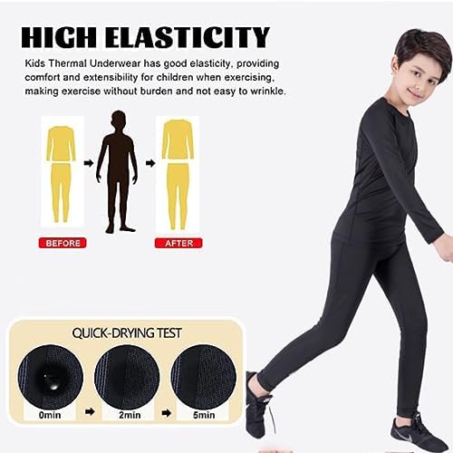 Kids Base Layer - Athletic Kids Thermal Long Sleeve Top And Leggings Compression Set For Sport Football Basketball Ski