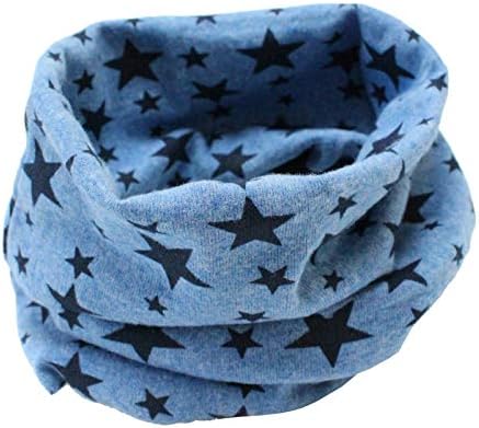 Kids Boys Girls Cotton Multi Use Neck Warmer Scarf Hat Bandana (Blue Stars)