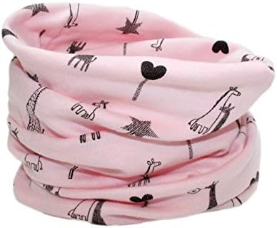 Kids Boys Girls Cotton Multi Use Neck Warmer Scarf Hat Bandana (Pink Giraffe)