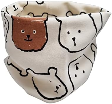 Kids Boys Girls Cotton Multi Use Neck Warmer Scarf Hat Bandana - Bears in Cream