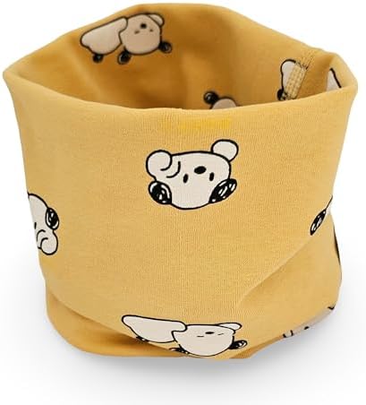 Kids Boys Girls Cotton Multi Use Neck Warmer Scarf Hat Bandana Snood - Mustard Dog