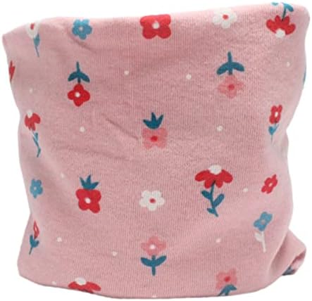 Kids Boys Girls Cotton Multi Use Neck Warmer Scarf Hat Bandana (RED FLOWERS - PINK)