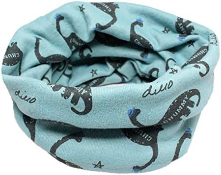 Kids Boys Girls Cotton Multi Use Neck Warmer Scarf Hat Bandana (Dinosaur Blue Green)