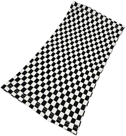 Kids Boys Girls Cotton Multi Use Neck Warmer Scarf Hat Bandana - Checked Black White