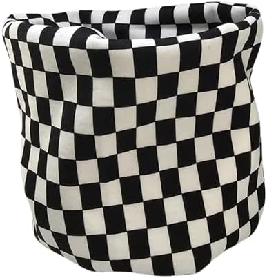 Kids Boys Girls Cotton Multi Use Neck Warmer Scarf Hat Bandana - Checked Black White