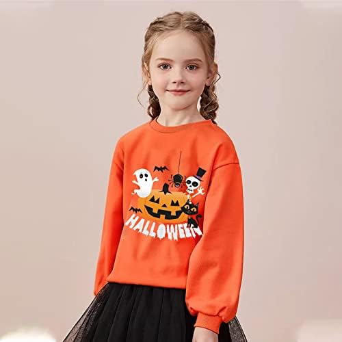 Kids Boys Girls Halloween Jumper Age 1-7 Years Dinosaur Pumpkin Skull Glow-in-The-Dark Sweatshirts Cool Little Toddlers Long Sleeve Tees Shirts Big Children Cute Crewneck 100% Cotton Tops Shirts