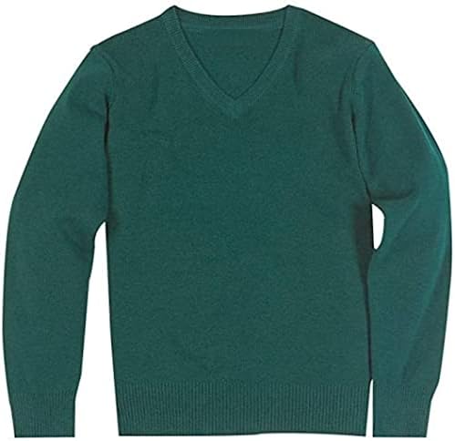 Kids/Boys/Girls V Neck Cotton Rich Long Sleeve Green Navy Jumper School Uniform Unisex