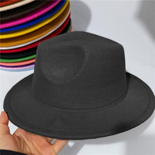 Kids Boys Girls Wide Brim Fedora Hats Solid Color Classic Panama Dress Hat Party Beach Summer Sun Hat