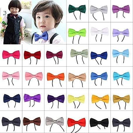 Kids Boys Pre-Tied Satin Bow Tie Plain Bow Tie For Wedding Party Adjustable Formal Bow Tie-Elastic Band