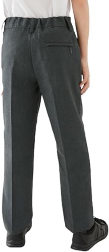Kids Boys School Trouser Adjustable Waist Black Grey Navy Charcoal School Uniform Size 2 To 18