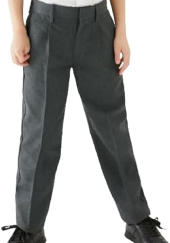 Kids Boys School Trouser Adjustable Waist Black Grey Navy Charcoal School Uniform Size 2 to 18