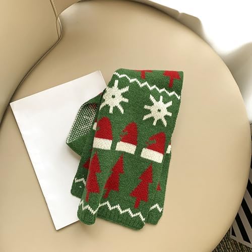 Kids Christmas Knitted Scarf Clearance Boys Girls Xmas Neck Warmer Snowflakes Neckerchief Christmas Tree Printed Neck Wrap Children Winter Thermal Neck Snood Indoor Outdoor Use For 2-6 Years