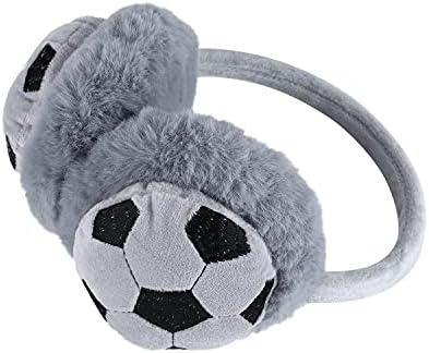 Kids Cute Football Earmuffs Ear Warmers for Boys Girl Warm Soccer Earmuffs Head Band Winter Furry Plush Ear Covers for Sports Outdoor Running Walking in Cold and Freezing Weather