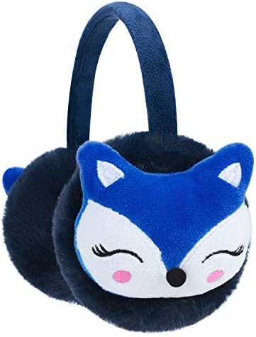 Kids Cute Fox EarMuffs Boys Girls Cartoon Ear Warmer Plush Furry Ear Hamburg Windproof Headband Fashion Adjustable Christmas Birthday Gifts for Child