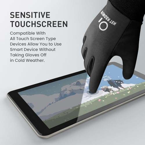 Kids Cycling Gloves Winter Full Finger Warm Touchscreen Running Boys Girls Glove Grip Liner Thermal For Gardening School Sport Outdoor Windproof Waterproof Aged 5-12