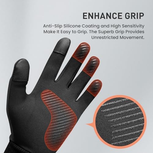 Kids Cycling Gloves Winter Full Finger Warm Touchscreen Running Boys Girls Glove Grip Liner Thermal For Gardening School Sport Outdoor Windproof Waterproof Aged 5-12