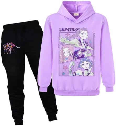 Kids Demon Hunters Girls Cartoon Hoodie Set Hooded&Pant Pullover Casual Long Sleeve Suit