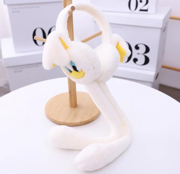 Kids Ear Muffs Plush Cute Little Duck Earmuffs Duck Voice Boys And Girls Funny Plush Ear Moving Novelty Paws Pressing Winter Ear Warmer