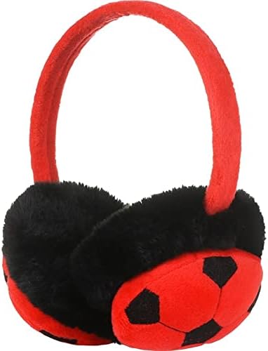 Kids Earmuffs Football Pattern Warm Fluffy Plush Ear Warmers Soccer Design Earmuffs Cartoon Ear Muffs Ear Cover Ear Protector for Kid