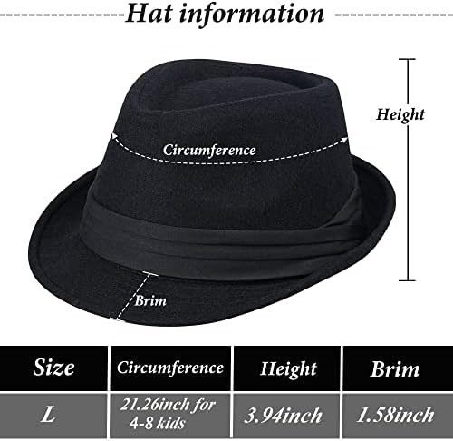 Kids-Felt-Fedora-Trilby-Gangster-Hat Toddler-Boys Panama Derby Manhattan Cuban Hat Jazz-Cap(Size 6 5/8 For 2-6T)