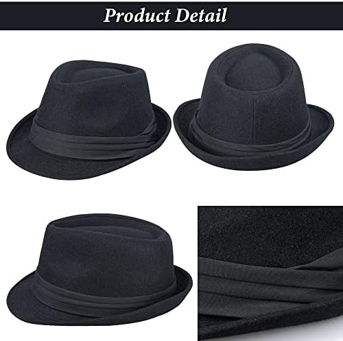 Kids-Felt-Fedora-Trilby-Gangster-Hat Toddler-Boys Panama Derby Manhattan Cuban Hat Jazz-Cap(Size 6 5/8 For 2-6T)