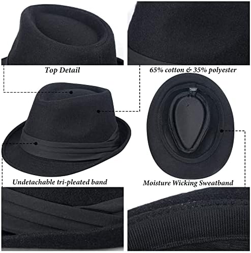 Kids-Felt-Fedora-Trilby-Gangster-Hat Toddler-Boys Panama Derby Manhattan Cuban Hat Jazz-Cap(Size 6 5/8 For 2-6T)